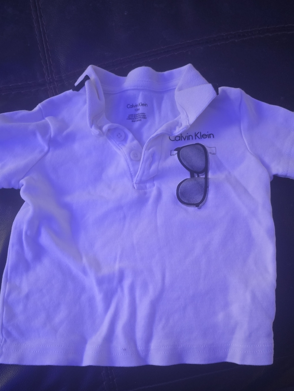 Calvin Klein White Kids Polo with Sunglasses Graphic